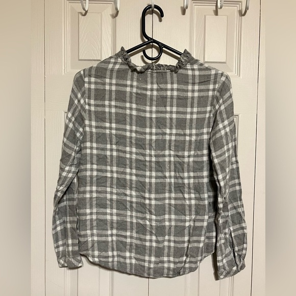 Cloth & Stone Blouse Women’s Sz XXS Gray Plaid V Neck Casual School Lightweight - Picture 4 of 6